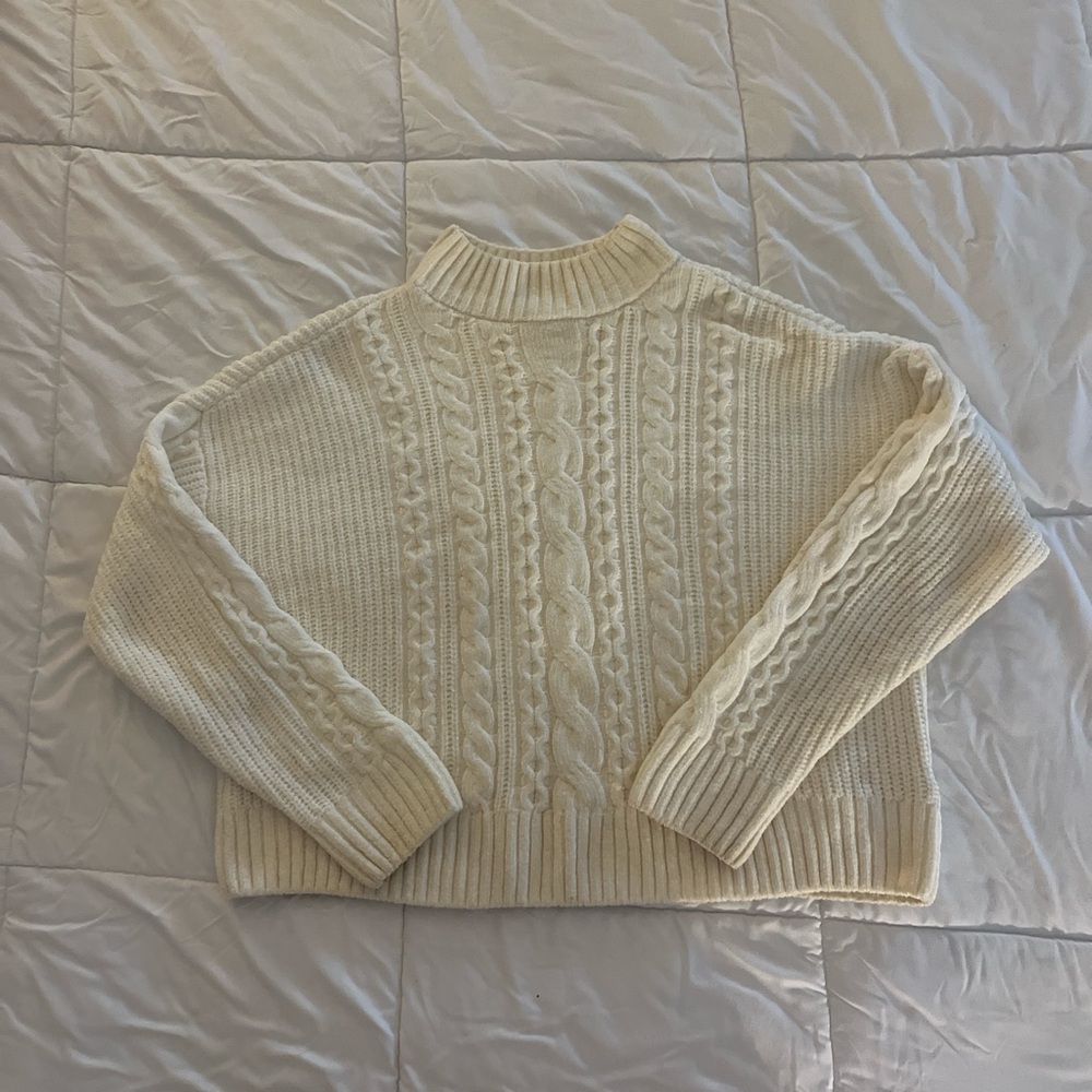 Rachel Zoe Cream Cable Knit Sweater